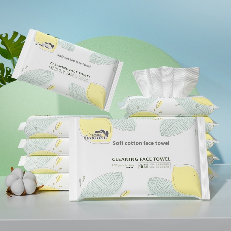 Factory Custom 16pcs Soft Portable Pure Cotton Wet/Dry Cleaning Facial Wipes Clean Face & Hands Towel Feminine Type