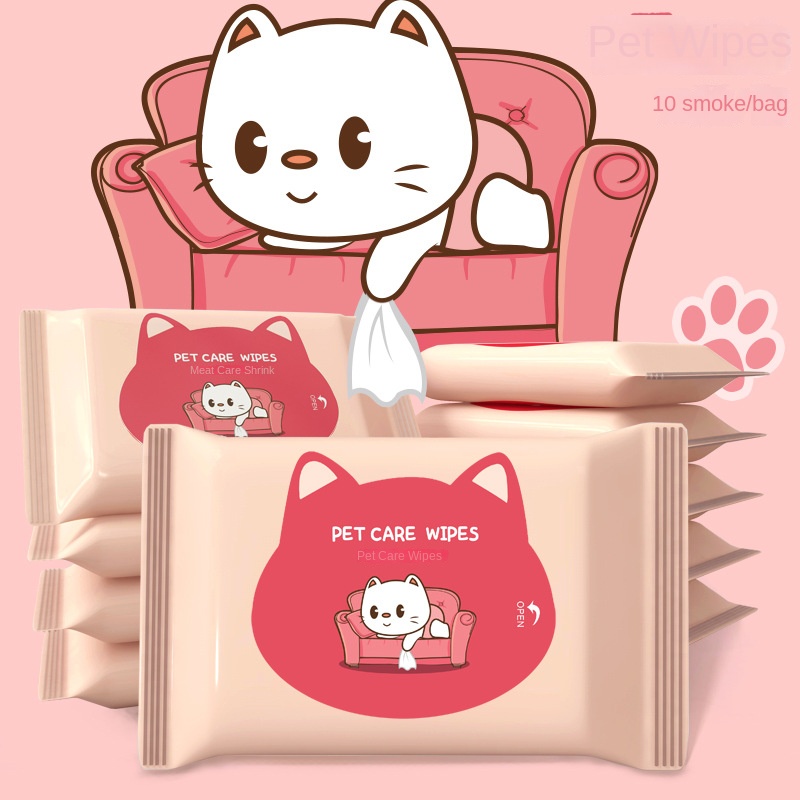 Factory Custom Logo 10pcs Eco-Friendly Pet Wipes No Irritation for Cleaning Pets' Tear Foot Butt