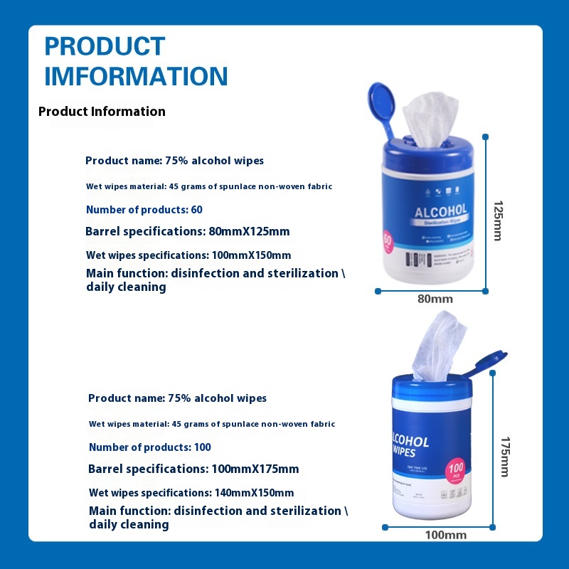 Factory Custom Logo 75% Alcohol Wipes 60 Pcs Bucket for Office & Home for Car Hotel Cleaning Multipurpose SterilizationMOQ10000buckets 图3