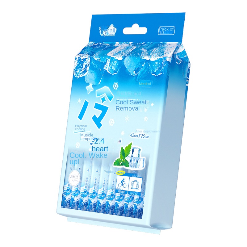 Factory Custom Logo Eco-Friendly 40x26cm Cold Cooling Lager 10pcs Cold Wet Wipes for Military Training Sports Travel