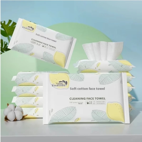 Factory Custom Logo Skin Friendly Portable Wet & Dry 16pcs Soft Cotton Facial Wipes for Cleaning Face Hands Feminine Care 图4
