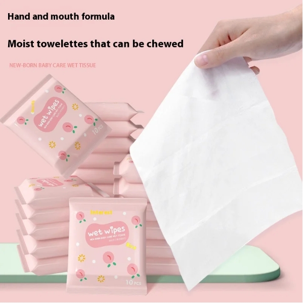 Factory Custom Private Label 10 Pcs Pocket Size Baby Wet Wipes Eco-Friendly for Cleaning Baby's Mouth Nose Hands Full Body 图4