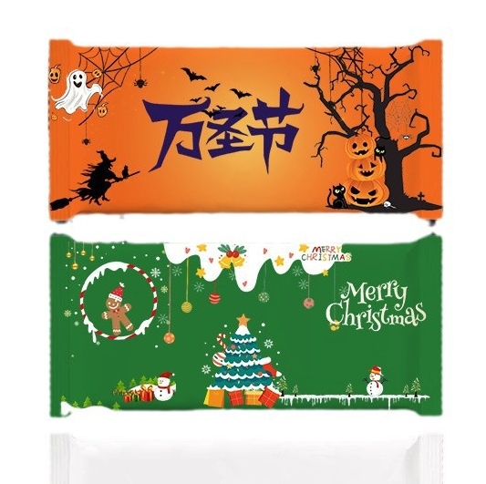 Factory Customize Small Order Christmas Digital Printing Single Piece Wet Wipes for Halloween Restaurant Hotel 图2