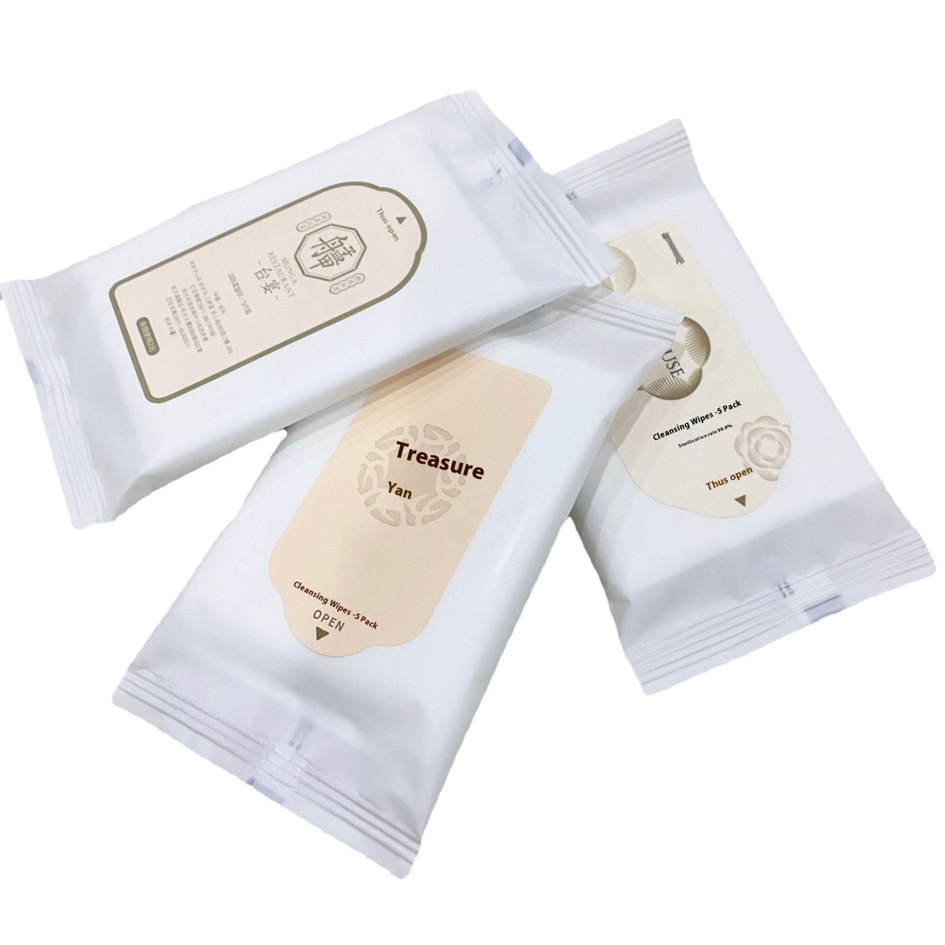 Factory Customized Logo Hot Stamping 5-Piece Disposable Wet Wipes for Commercial Catering & Hotels 图5