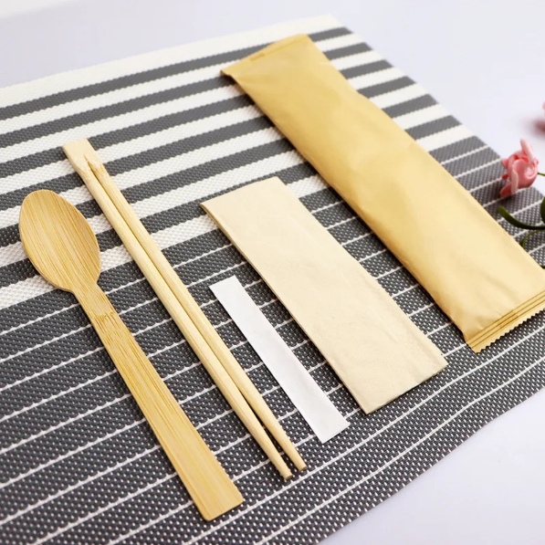 Low Price Factory Custom Logo Eco-Friendly Disposable Bamboo Spoon Fork Knife Cutlery Set for Catering Parties Take-Out 图5