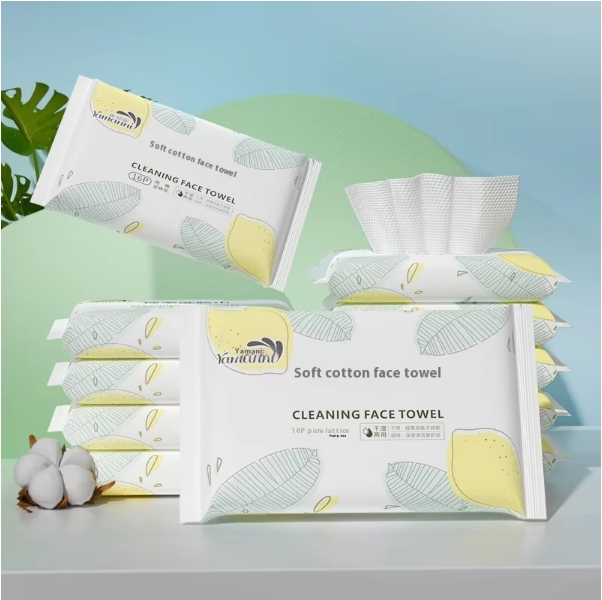 OEM Factory Custom Logo 16pcs Soft Cotton Wet & Dry Facial Wipes Skin Friendly for Face Hands Cleaning Portable for Feminine Use 图5