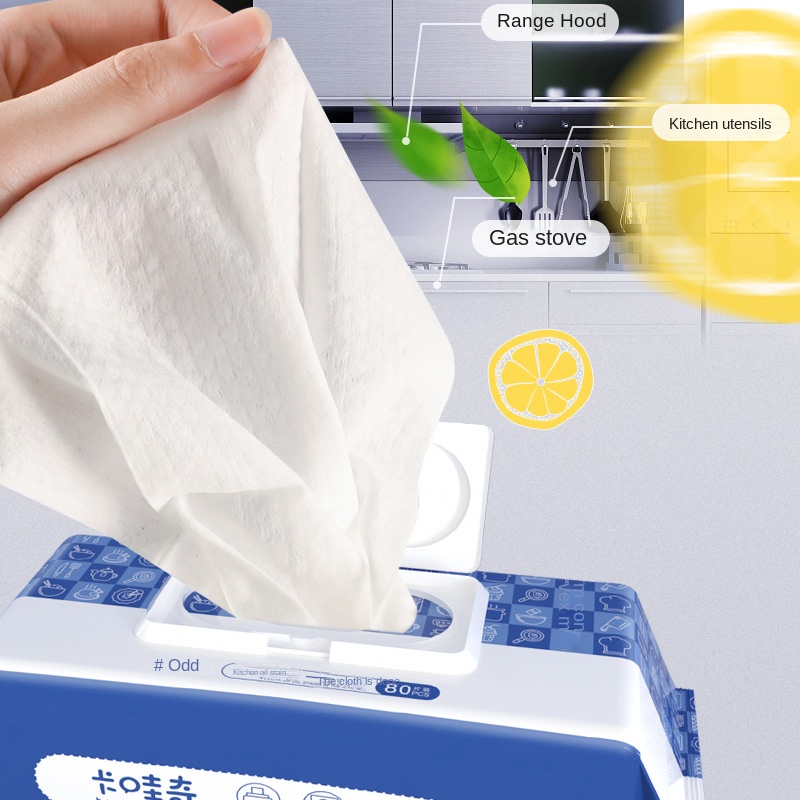 OEM Factory Custom Logo 80 Count Disposable Eco-Friendly Kitchen Cleansing Wipes for Oil Stains Removal