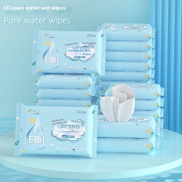 OEM Factory Custom Logo Eco-friendly Pure Water Soft Non-Irritating 10pcs Baby Wipes for Cleaning Baby Hand Mouth Nose 图5