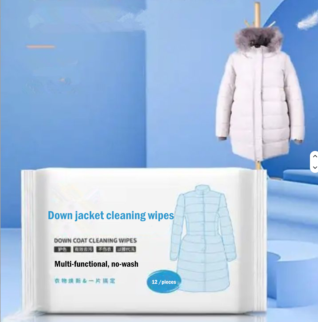 OEM Factory Custom Private Label Eco-Friendly Disposable 12pcs Down Jackets Wet Wipes for Cleaning Stain Remover Cloth Care