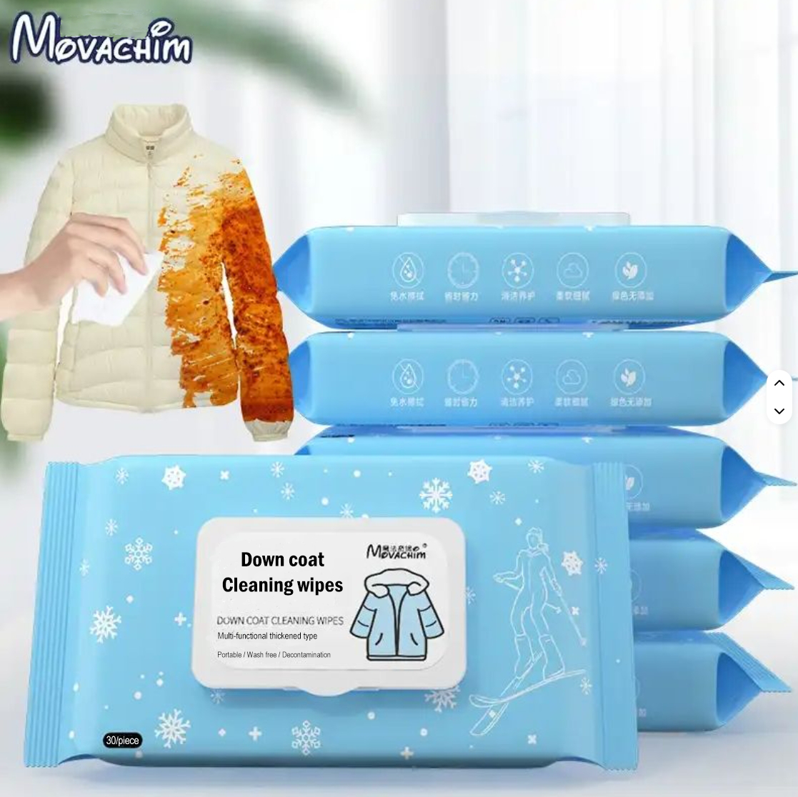 OEM Factory Custom Private Label Eco-Friendly Disposable 12pcs Down Jackets Wet Wipes for Cleaning Stain Remover Cloth Care 图3