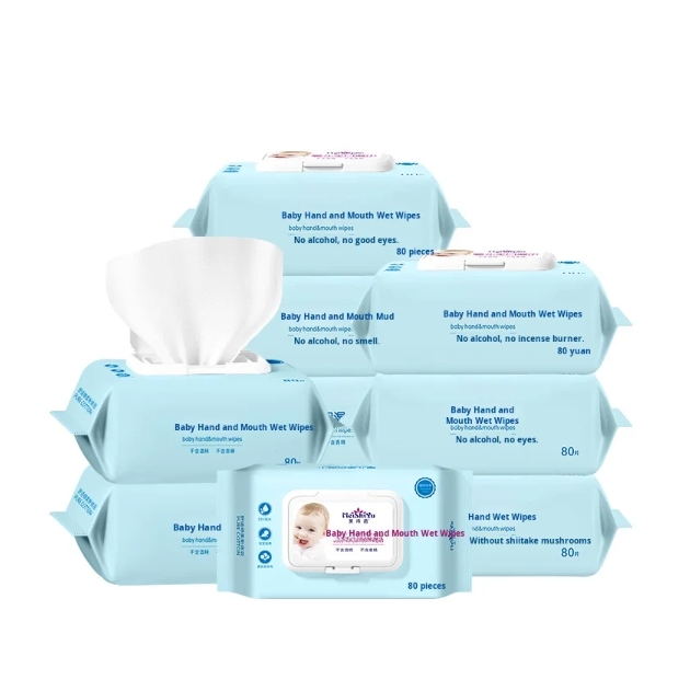 OEM Factory's High Quality 80pcs Non-Irritating Baby Wet Wipes Custom Logo Eco-Friendly for Cleaning Baby's Mouth Hands Nose 图2
