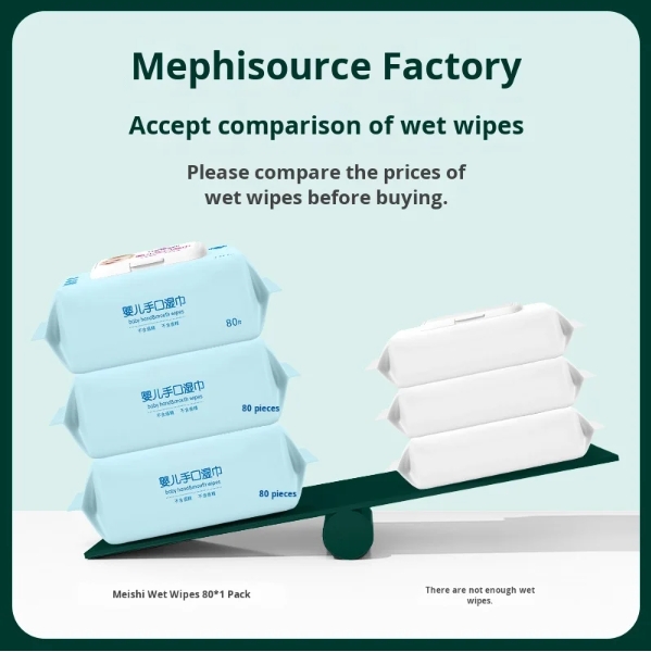 OEM Factory's High Quality 80pcs Non-Irritating Baby Wet Wipes Custom Logo Eco-Friendly for Cleaning Baby's Mouth Hands Nose 图3